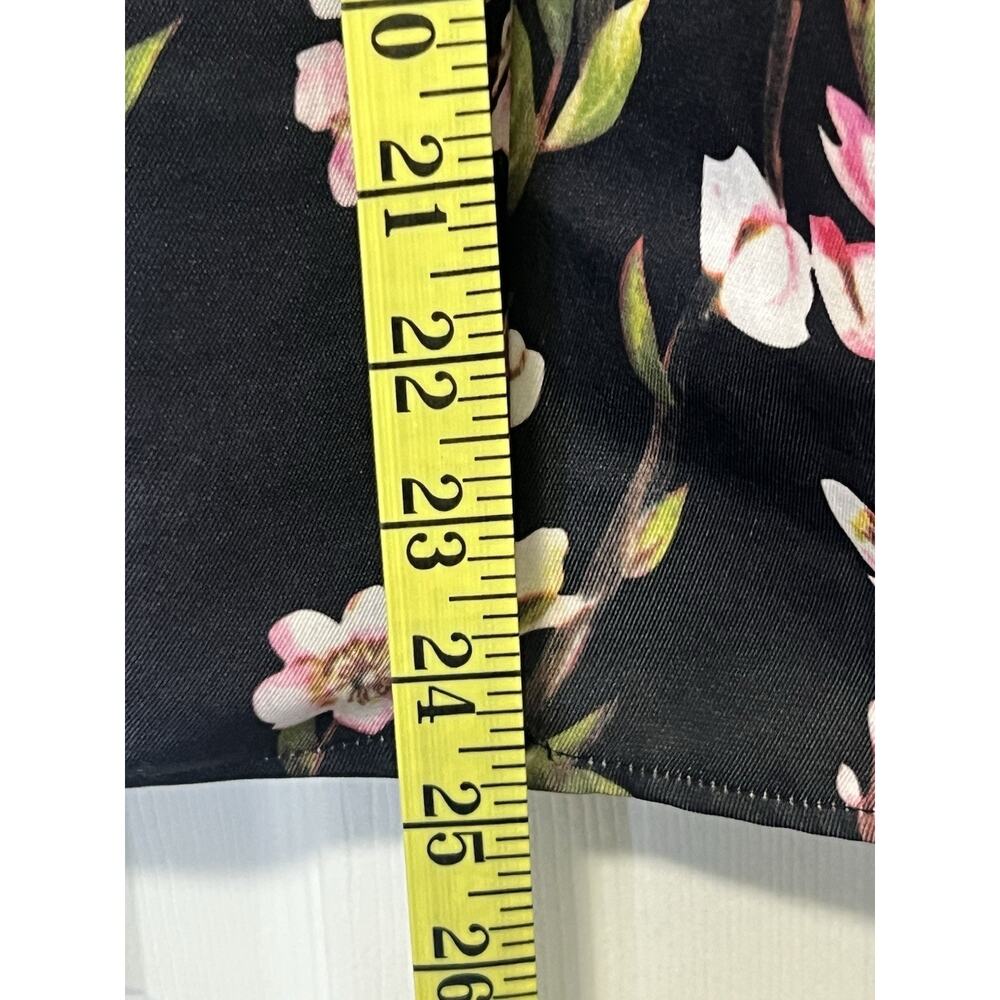 Alya Women’s Cherry‎ Blossom Size L A Line Black Pleated Mid Length Floral Skirt - Picture 4 of 8